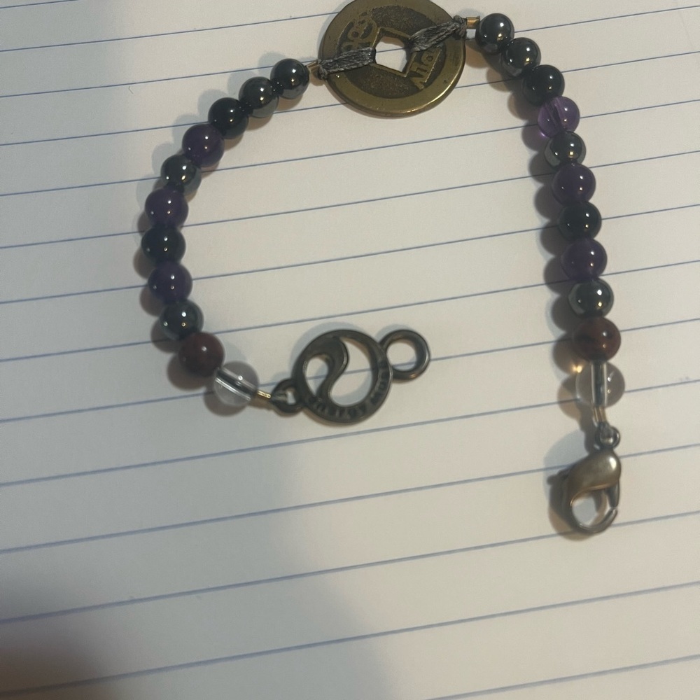 Energy Muse Elegant Purple and Black Beaded Bracelet - Picture 4 of 4